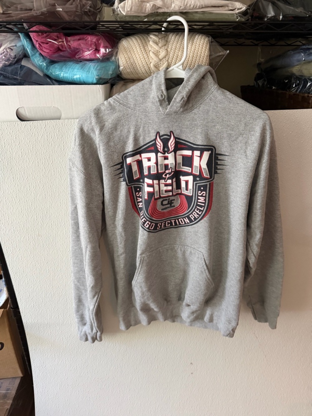 Gildan Gray Track & Field Graphic Hoodie